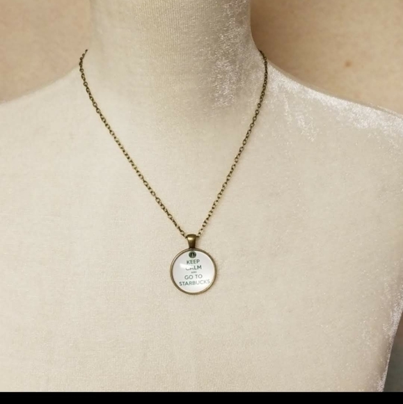 BRONZE keep calm and go to Starbucks neclace - Picture 6 of 7